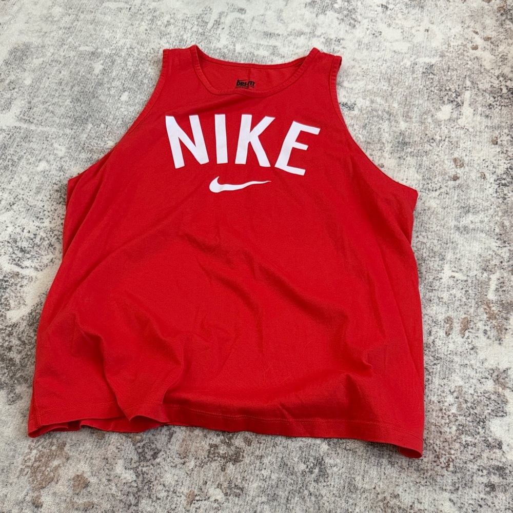Nike Red Sleeveless Top with White Logo
